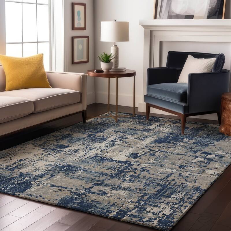 Premium Washable Super Soft Abstract Acree Mayfield Rug - Navy - 5' x 7'6"