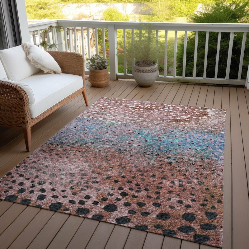 Machine Washable Indoor/ Outdoor Abstract Modern Chantille Rug