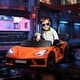 preview thumbnail 1 of 6, Qaba Electric Car, 12V Chevrolet Corvette Licensed Kids Car with Parent Remote Control, Suspension System, Headlight, Slow Start Orange