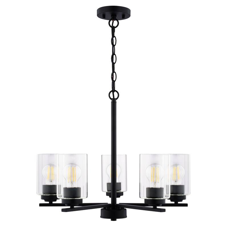 Park Ridge 5-Light Round Chandelier, Clear Glass Shade, Pendant Fixture for Dining Table Kitchen Entryway Bedroom Island