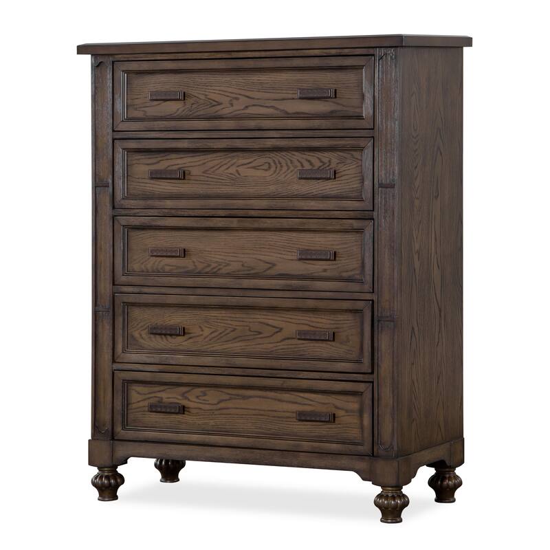 Marina Collection Cherry Brown Wood and Upholstered Bedroom Set