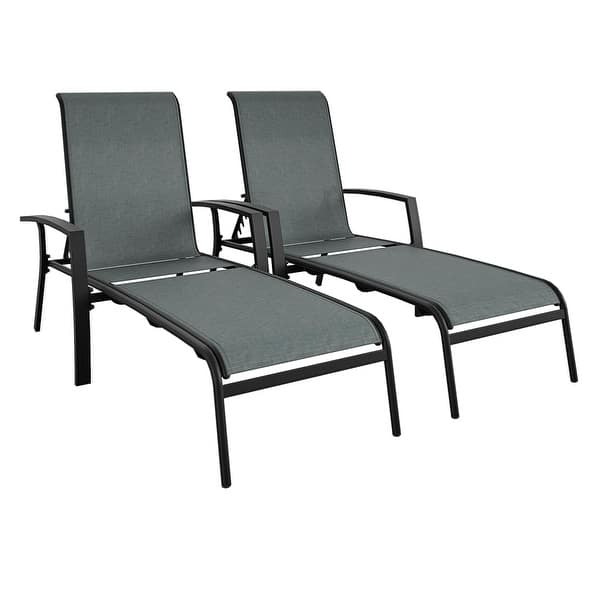 slide 2 of 17, COSCO Outdoor Aluminum Chaise Lounge Chair (Set of 2) - N/A Black/Blue