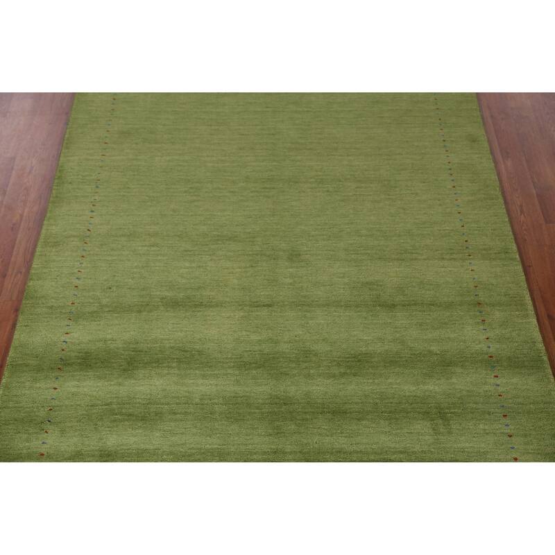 Hand Knotted Oriental 100% Wool Carpet Tribal Animal Pictorial Green Gabbeh Area Rug - 7' 7'' X 5' 4''