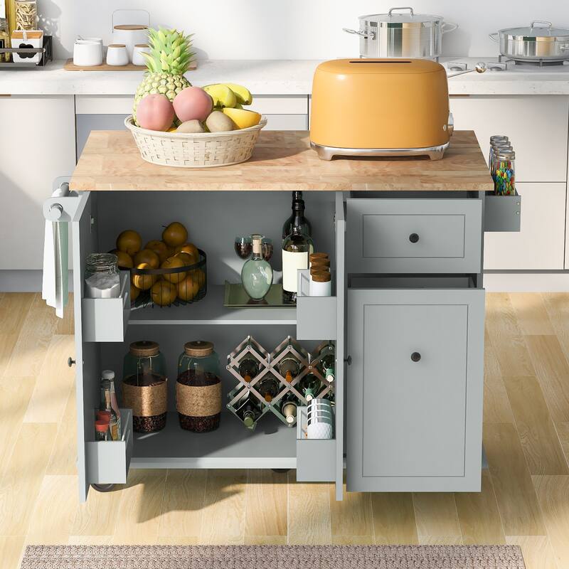 A Mobile Kitchen Island,Storage, Adjustable Shelves, Wheels