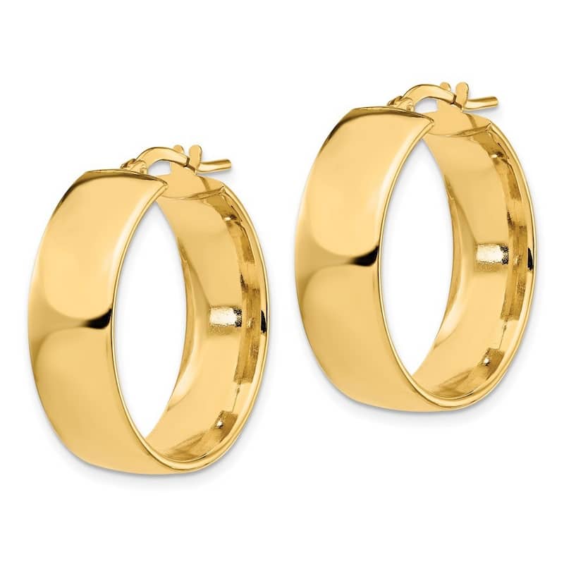 Curata 14k Yellow Gold 25x8mm High Polished Hoop Earrings