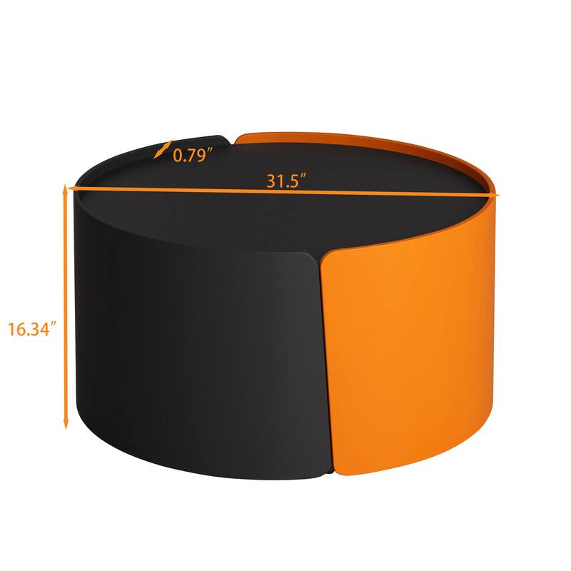 35.83" Stylish and Minimalist Modern Wave Stripe Round Coffee Table