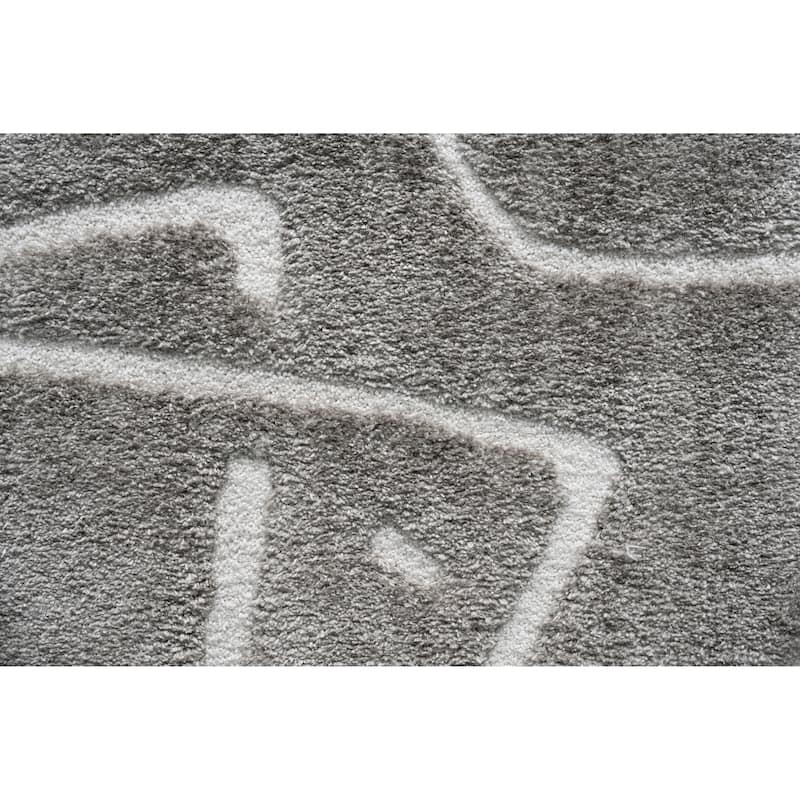 Nina Callie Gray and Ivory Recycled Polyester Area Rug - 6' x 9'