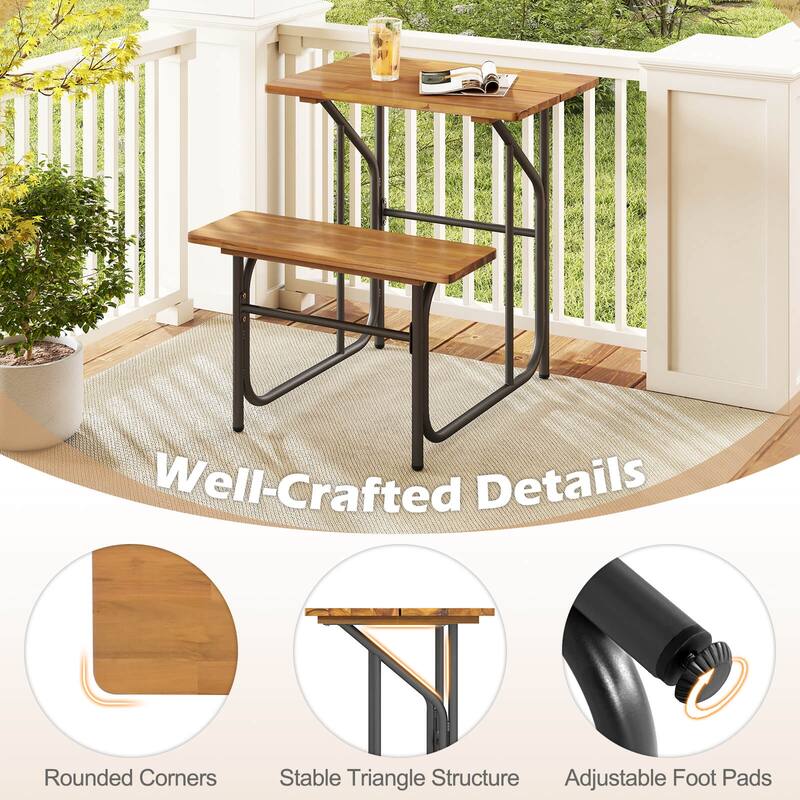 Costway 1/2 PCS Patio Table Bench Set One-Side Picnic Table & Seat - See Details