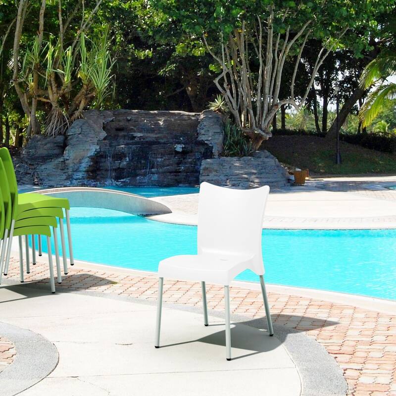 33.25" White Stackable Outdoor Patio Dining Chair