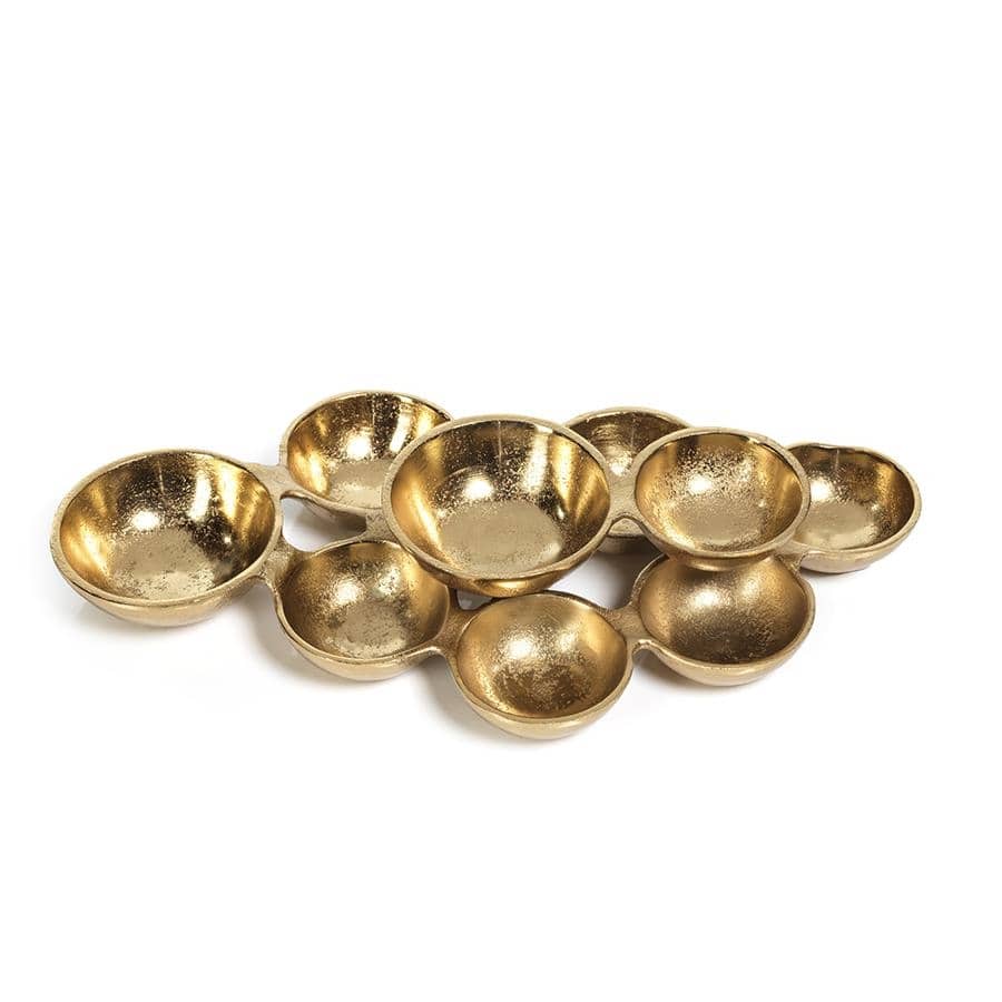 Ohanna 13" Long Cluster of 9 Serving Bowls- Dark Gold
