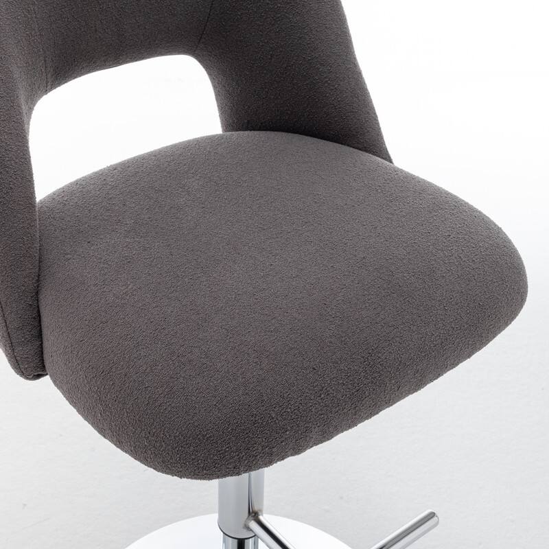 Best Quality Furniture Adjustable Textured Fabric Barstools with Chrome Finish Base (Set of 2)