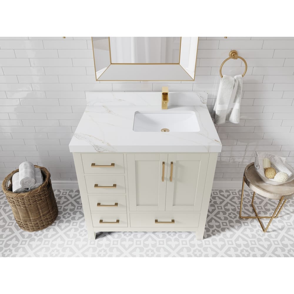 Willow Collections 36 in. W x 22 in. D Malibu Right Offset Sink Bathroom Vanity with Countertop