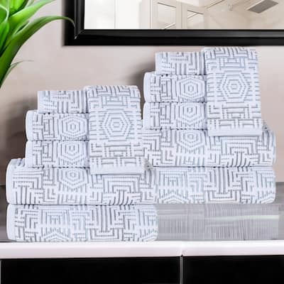 Superior Jasper Cotton Modern Jacquard Soft 12 Piece Bathroom Towel Set