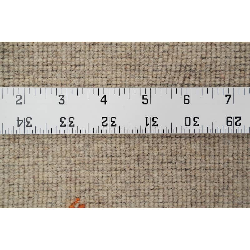 Hand Knotted Oriental 100% Wool Carpet Tribal Animal Pictorial Beige & Ivories Gabbeh Runner Rug - 11' 0'' X 2' 6''