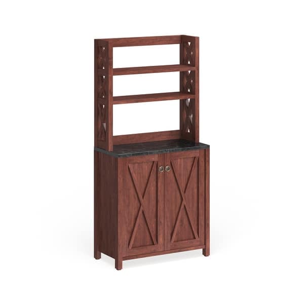 Shop Furniture Of America Yeer Rustic Walnut Kitchen Storage Hutch On Sale Overstock 25453143