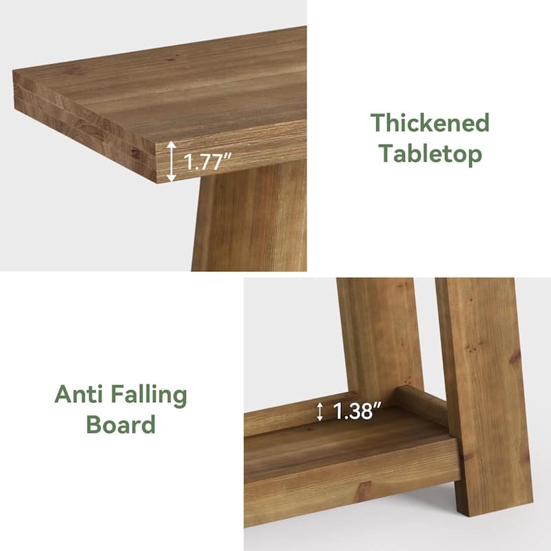 63-Inch Narrow Solid Wood Console/Entryway/Sofa Table Behind Couch with 2-Tier Shelf