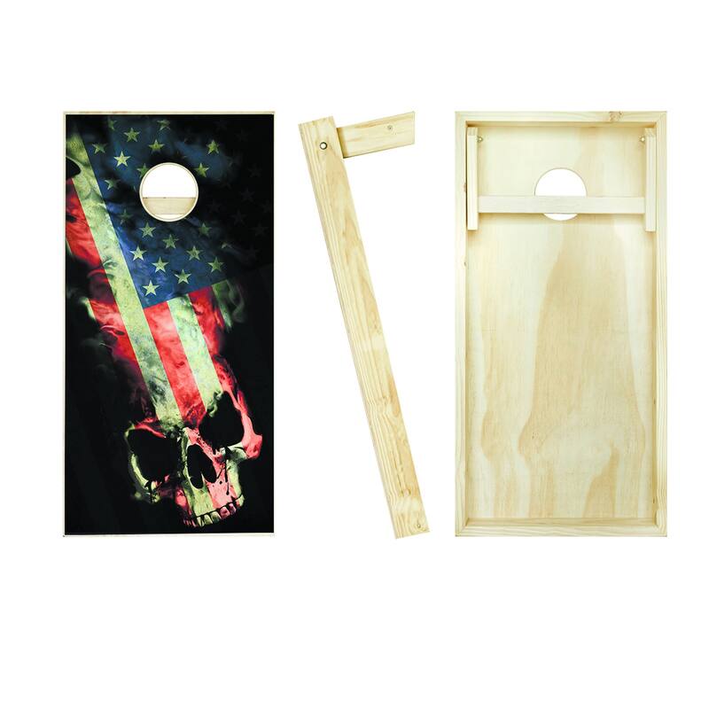 American Flag Skull Outdoor Cornhole Board Game Set