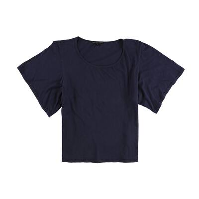 TRULY MADLY DEEPLY Womens Solid Boxy Basic T-Shirt,, Blue, Small
