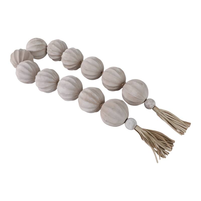 Bead Strand with Leather Tassel Accents - 53" x 3" x 3"
