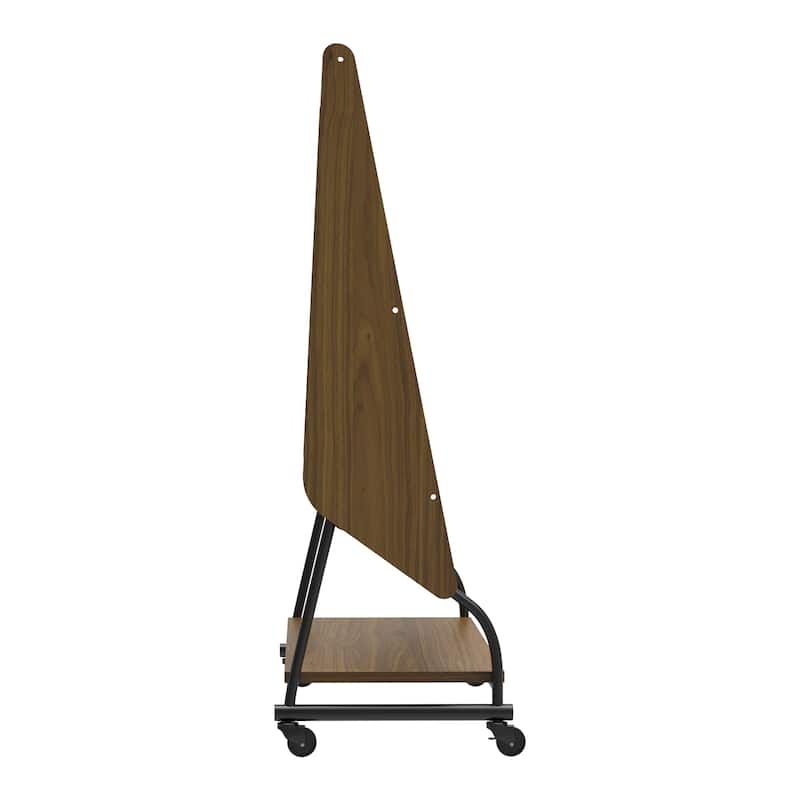 Mobile TV Stand with Mount for 32-50" TV with Projector Screen & Power Outlets - Adjustable Rolling TV Cart, MDF Wood