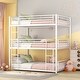 preview thumbnail 1 of 7, White Industrial Charm Full Metal Triple Bed with Built-in Ladder White