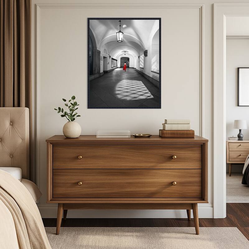 Shadows and a Red Dress by Patty Rong Zhang Framed Canvas Wall Art Print