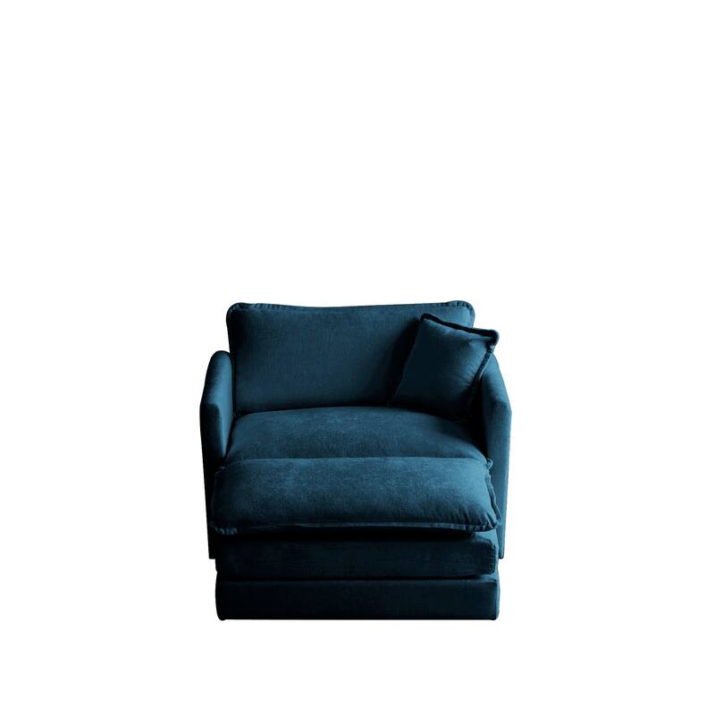 Modern Accent Chair with Ottoman Upholstered Armchair