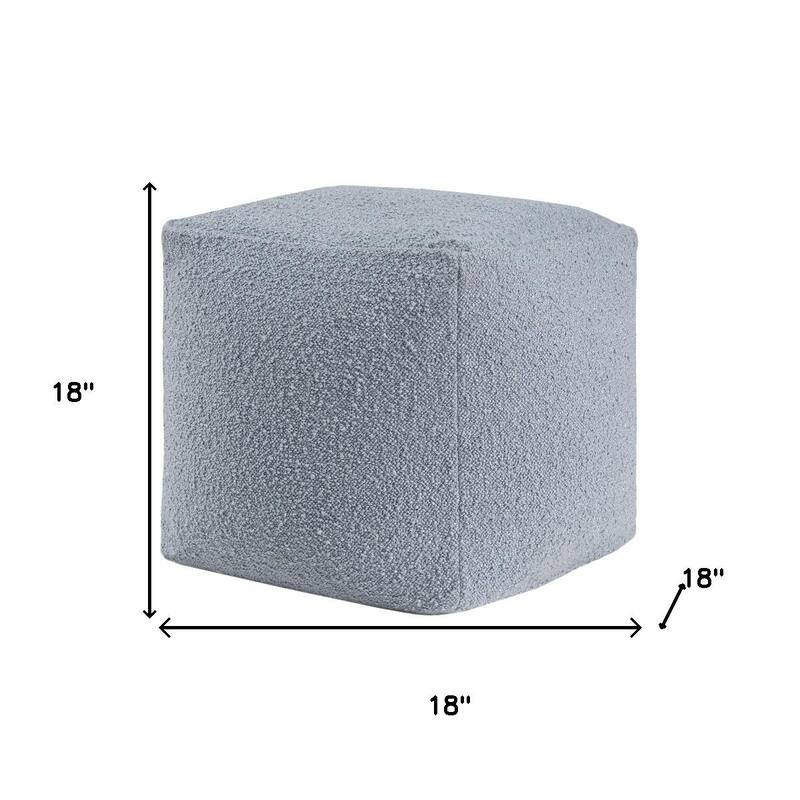 HomeRoots 18" Blue Boucle Pouf Ottoman