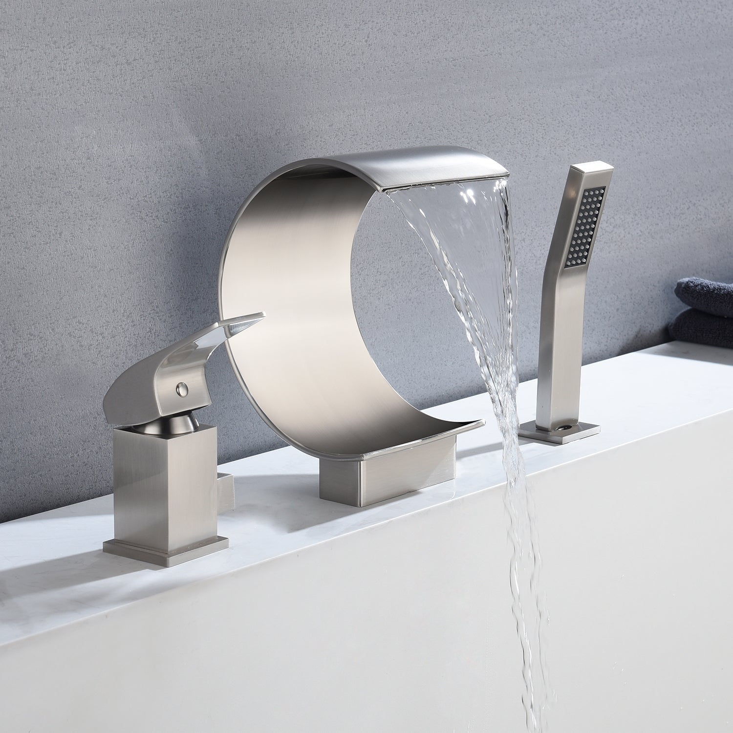 Waterfall Mixer Faucet with Hand Shower, for Bathtub