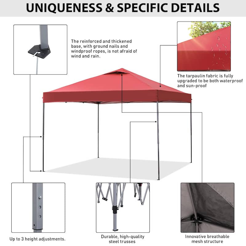 Ainfox 10 x 10 ft Pop-Up Party Canopy Tent Gazebo