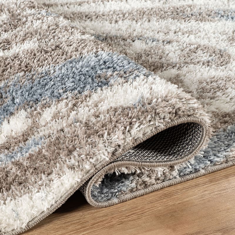 Marble Swirl Shag Rug - Blue - Medium Pile - Great for Living Room, Bedroom, or Entryway