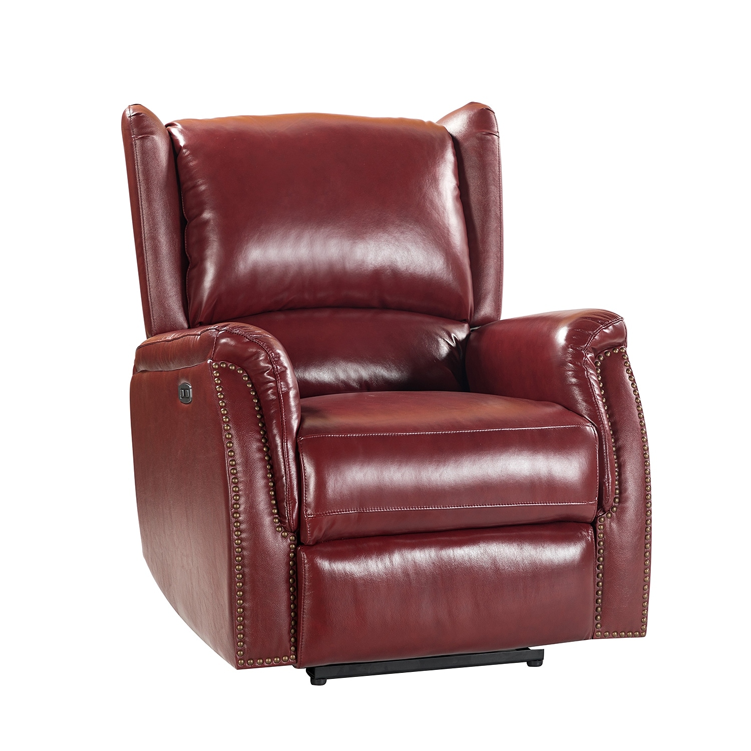 Eliseo Genuine Leather Power Recliner with USB Port and Wingback