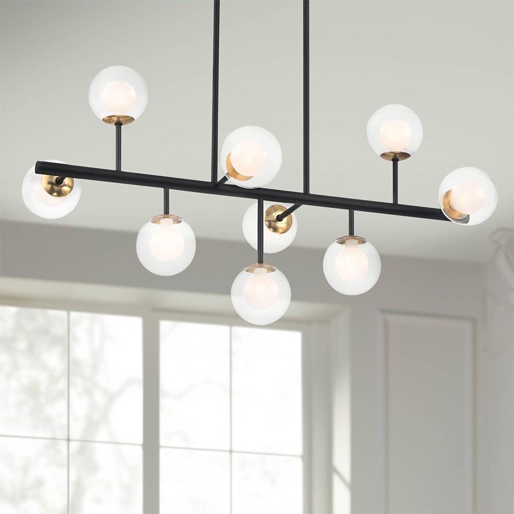 21 Black Gold 9 Light LED Linear Globe Pendant 18 x 54