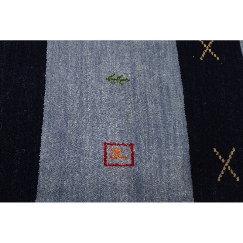 ECARPETGALLERY Hand Loomed Kashkuli Gabbeh Dark Navy, Grey Wool Rug - 6'9 x 9'9