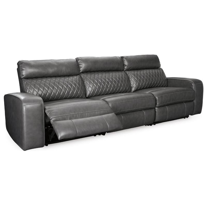 Signature Design by Ashley Samperstone Gray 3-Piece Power Reclining Sectional Sofa - 113"W x 38"D x 41"H
