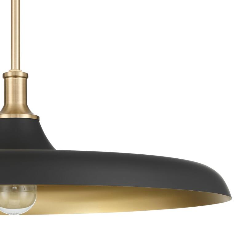 Hunter Moriso Matte Black and Modern Brass Pendant - Contemporary