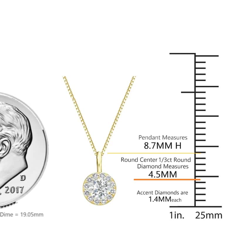 Auriya 1/2ctw Round Halo Diamond Necklace 14k Gold (I-J, SI2-SI3)