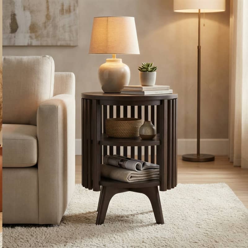 Studio London Sierra End Table with Storage and Round Side Table