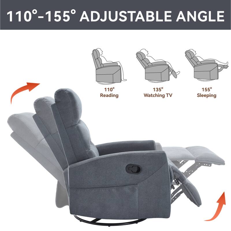 Manual Recliner Chair with Rocker and Swivel