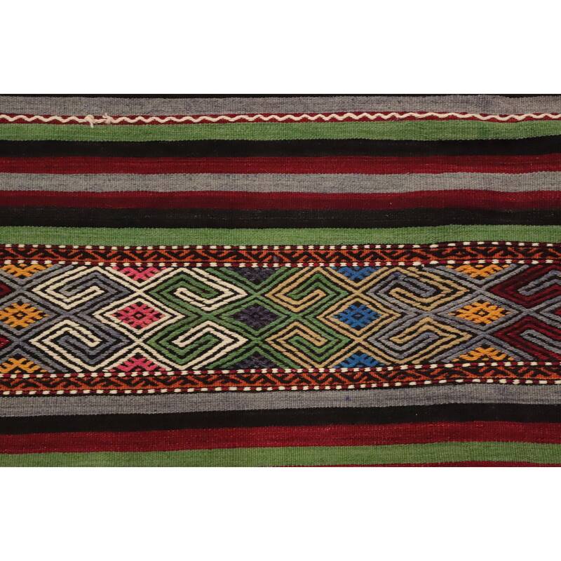 Hand Woven Oriental 100% Wool Carpet Southwestern Tribal Multi-Colored Kilim Area Rug - 10' 2'' X 5' 7''