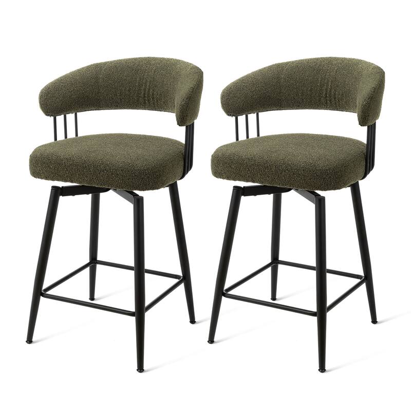 Glitzhome Set of 2 or 4 Modern Fabric Swivel Counter or High Bar Stool with Tapered Metal Legs