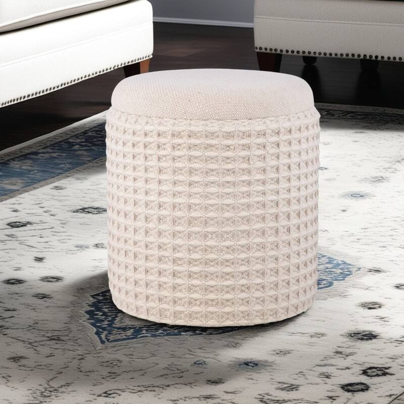 Handwoven Fabric Storage Ottoman