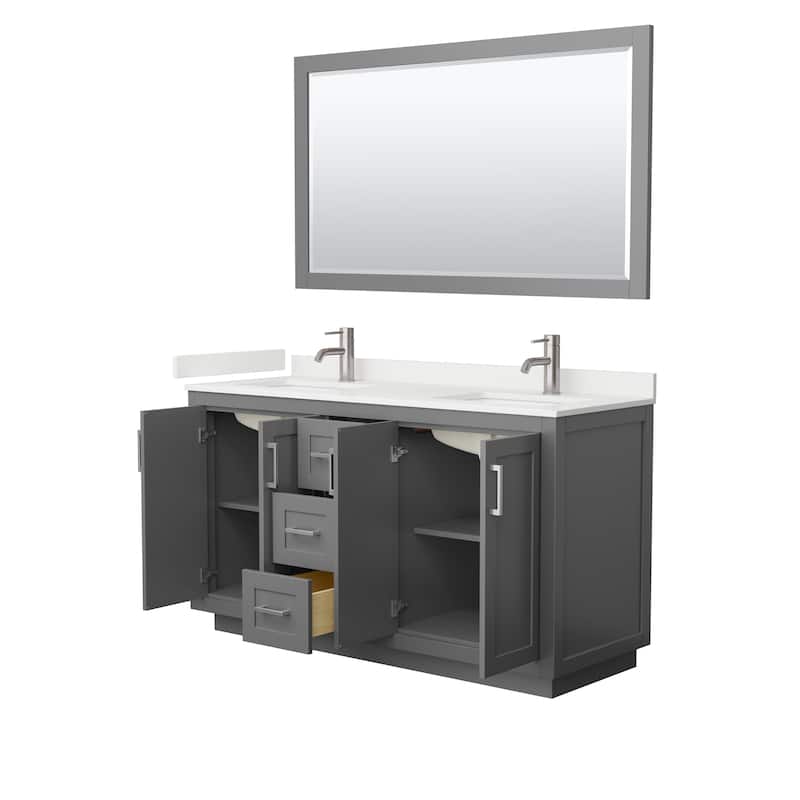 Miranda 60-inch Double Vanity, Quartz Top, 58-inch Mirror