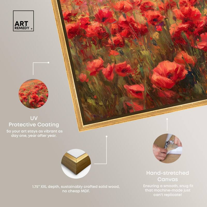 Sea of Red Poppies II Canvas by Art Remedy