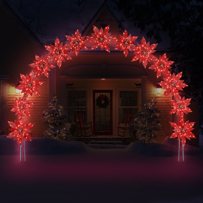 8.5 ft. Illuminated Poinsettia Arch