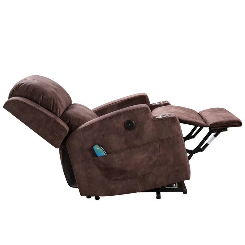 Massage and Heating Manual Recliner Chair with 2 Cup Holders Breathable Fabric