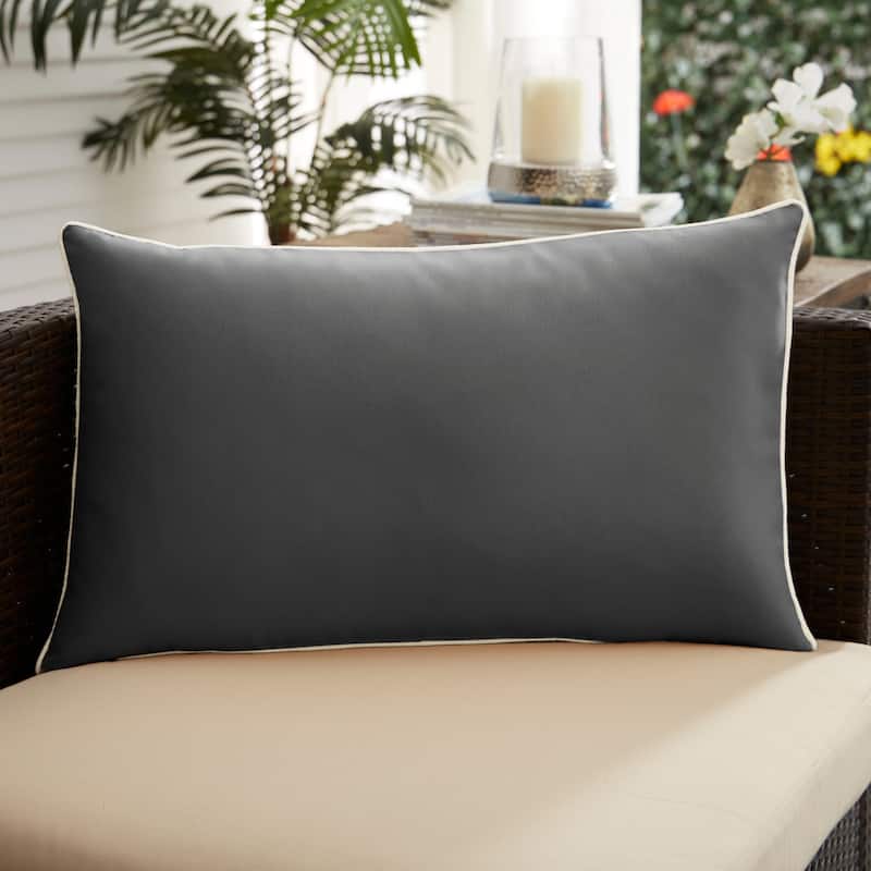 Sorra Home Outdoor Corded Pillow Single - Poly Solid - Charcoal