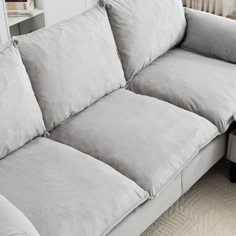 Anmytek Convertible 3-Seater L-Shaped Combination Sofa with Storage Footstools