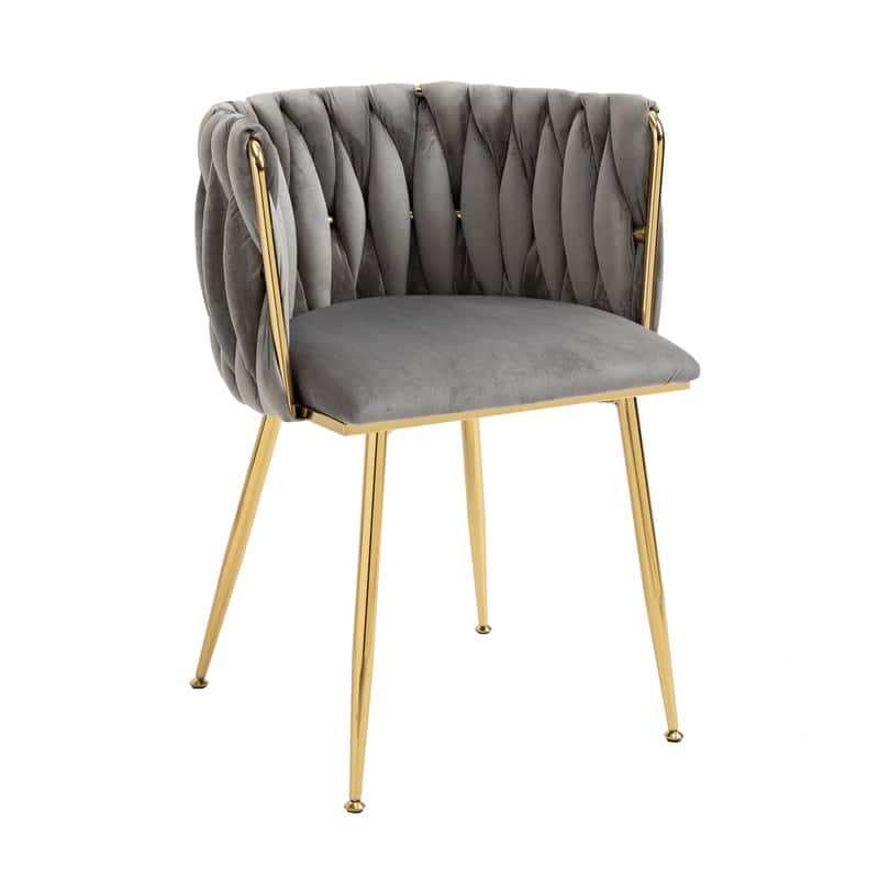SEYNAR Modern Glam Velvet Dining Side Chair Set of 2 with Gold Metal Frame