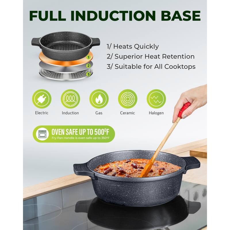Granitestone Diamond 6 Piece Nonstick Heavy Duty Nesting Pots Cookware Set